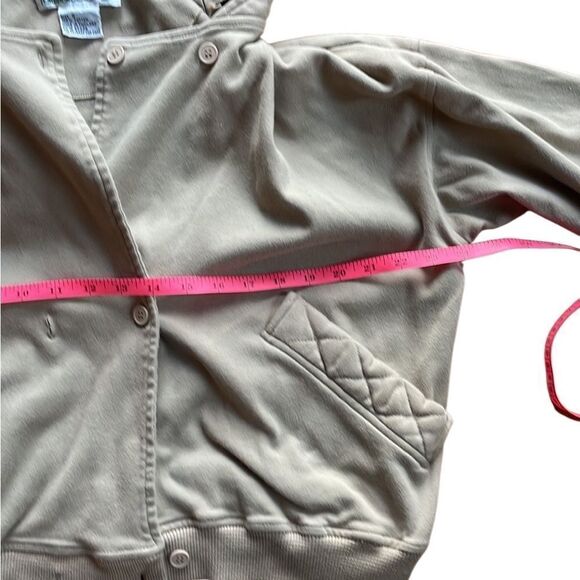 Y2K Vintage Fortune Cookie Quilted Hoodie Sweatshirt Jacket Cropped Tan Small - Picture 4 of 5